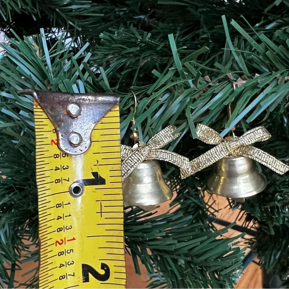 Christmas Holiday Jingle Bell Earrings with Bow - Picture 3 of 3